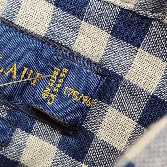 Ralph Lauren Shirt Mens M Blue Gray Gingham Plaid Button Down Classic Fit Cotton - Picture 7 of 15